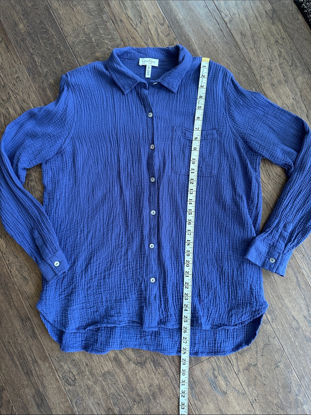 Women’s Purple Button-Up Gauzy Shirt - Picture 5 of 5